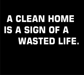 A clean home is a sign of wasted life